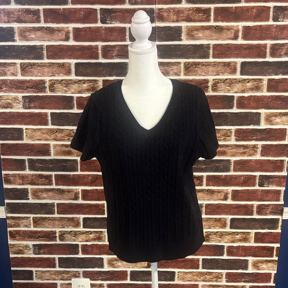 Black V-Neck Women's Top